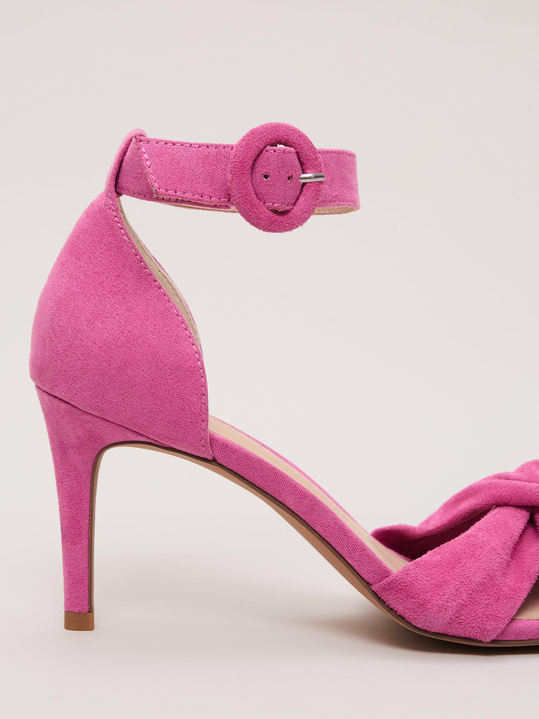 Product image 3 of 9, which shows Phase Eight Twist Suede Heeled Sandals, Pink, 3