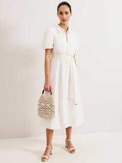 Phase Eight Carlotta Linen Rich Dress, White, White
