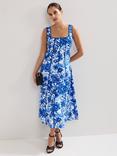 Phase Eight Goldie Floral Midi Dress, Blue