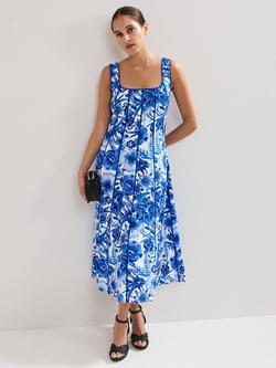 Phase Eight Goldie Floral Midi Dress, Blue, Blue
