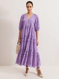 Phase Eight Lorhna Broderie Anglaise Midaxi Dress, Lilac