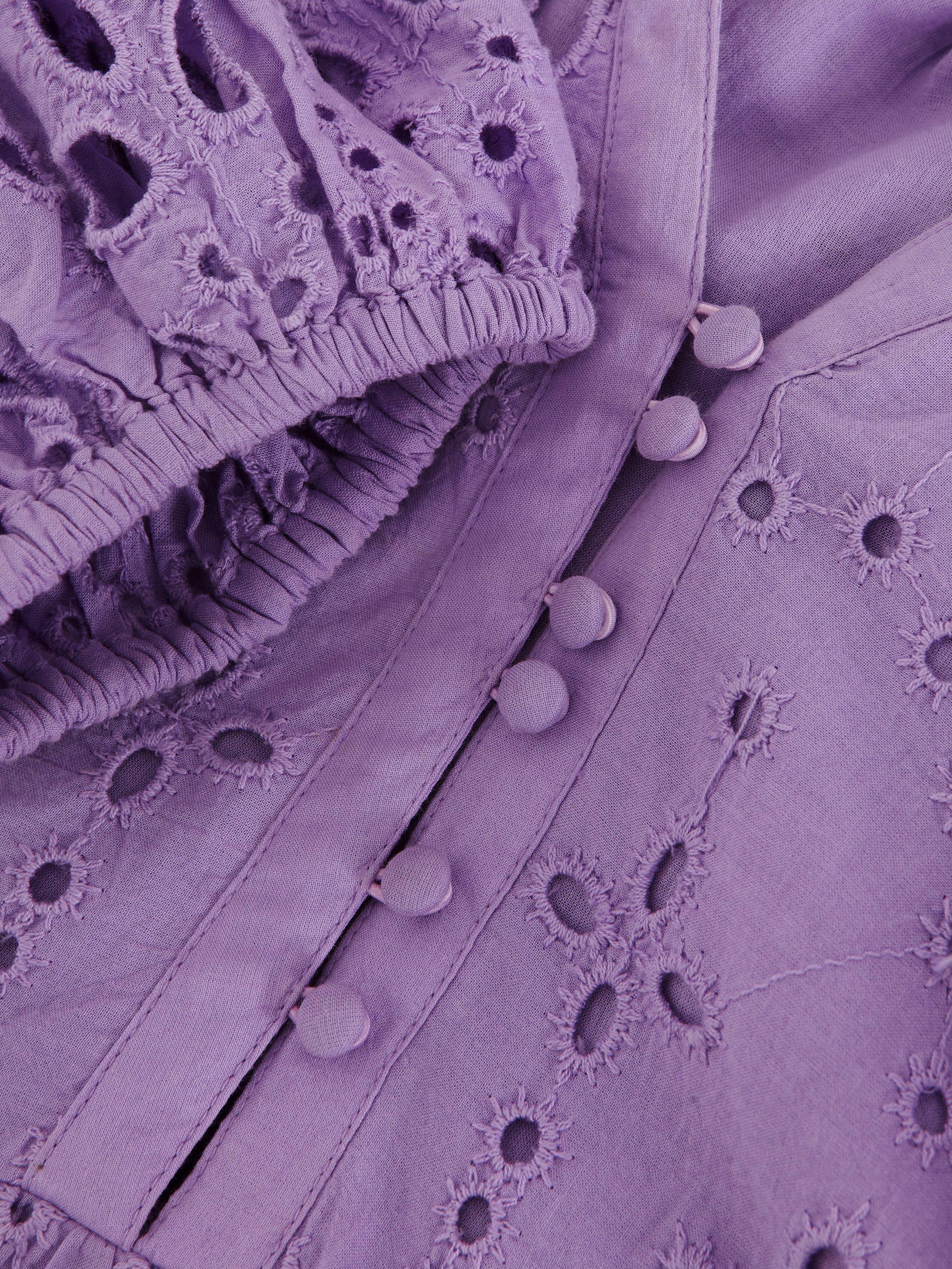Product image 6 of 7, which shows Phase Eight Lorhna Broderie Anglaise Midaxi Dress, Lilac, 10