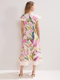 Phase Eight Matilda Ruffle Floral Midi Dress, Multi - view 2, Multi