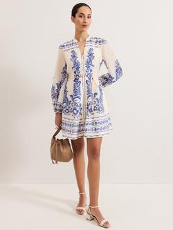 Phase Eight Pia Floral Mini Dress, Ivory, Ivory