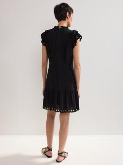 Phase Eight Reena Broderie Trim Mini Dress, Black - view 2, Black