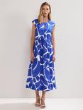 Phase Eight Talah Leaf Print Midaxi Dress, Blue/Multi