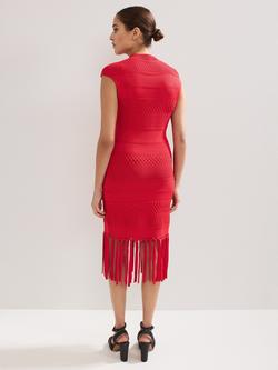 Phase Eight Tazmin Tassel Midi Dress, Red - view 2, Red