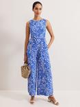 Phase Eight Marta Leaf Print Jumpsuit, Blue/Multi