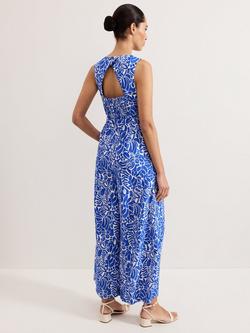 Phase Eight Marta Leaf Print Jumpsuit containing LENZING™ ECOVERO™ Viscose - view 2, Blue/Multi