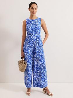 Phase Eight Marta Floral Jumpsuit, Blue, Blue