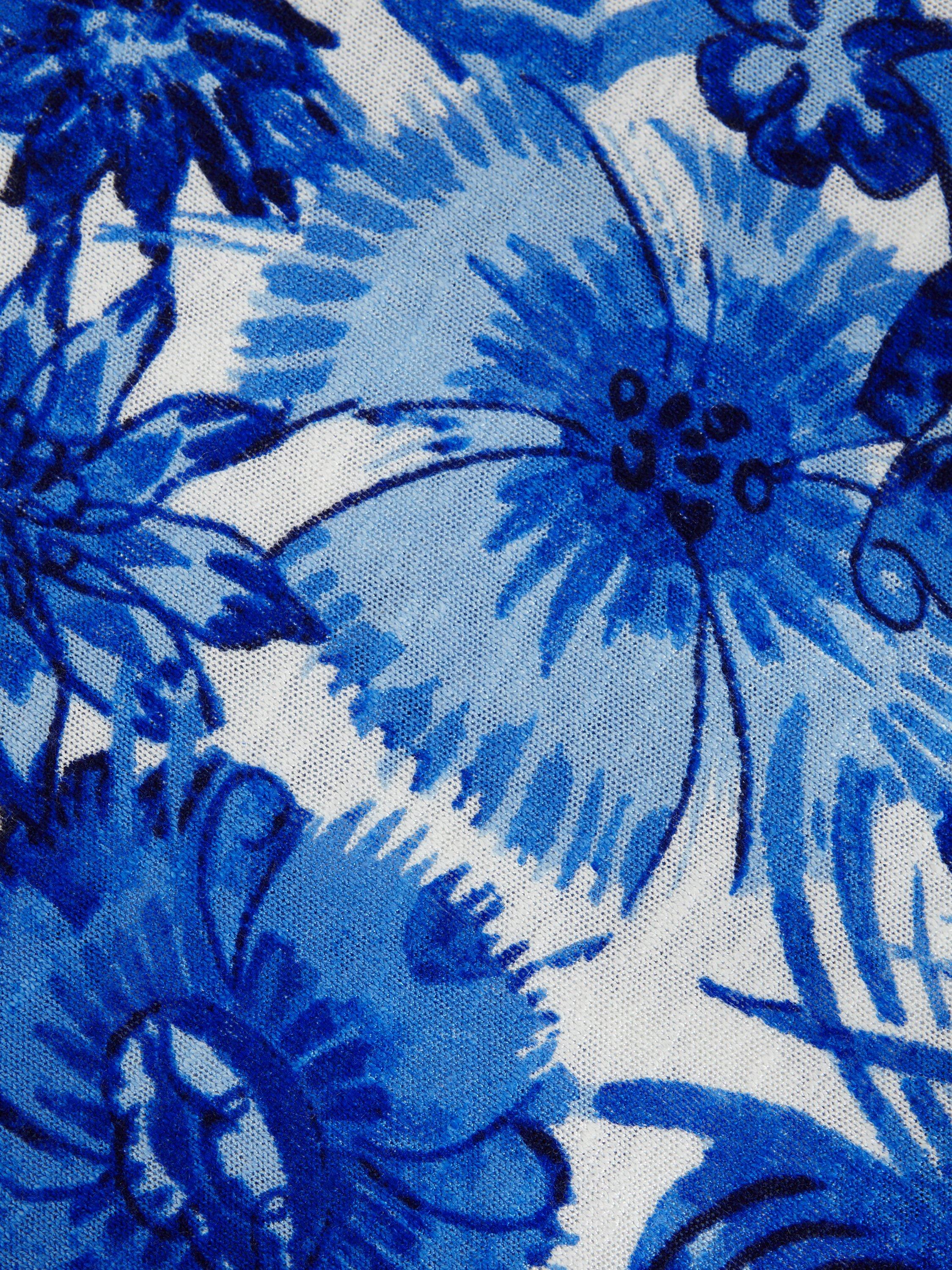 Product image 6 of 8, which shows Phase Eight Lizzy Floral Linen Rich Jumper, Blue, S