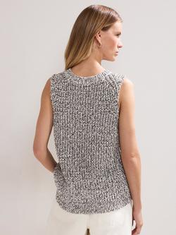 Phase Eight Lorelle Sparkle Knit Tank Top, Black/Ivory - view 2, Black/Ivory