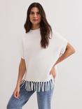 Phase Eight Myleene Fringe Knit Top, Ivory