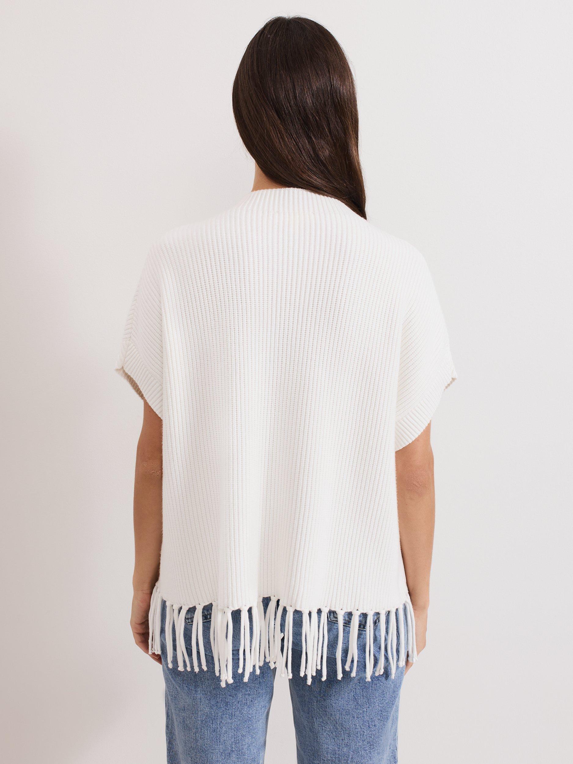Product image 2 of 8, which shows Phase Eight Myleene Fringe Knit Top, Ivory, XS