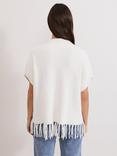 Phase Eight Myleene Fringe Knit Top, Ivory