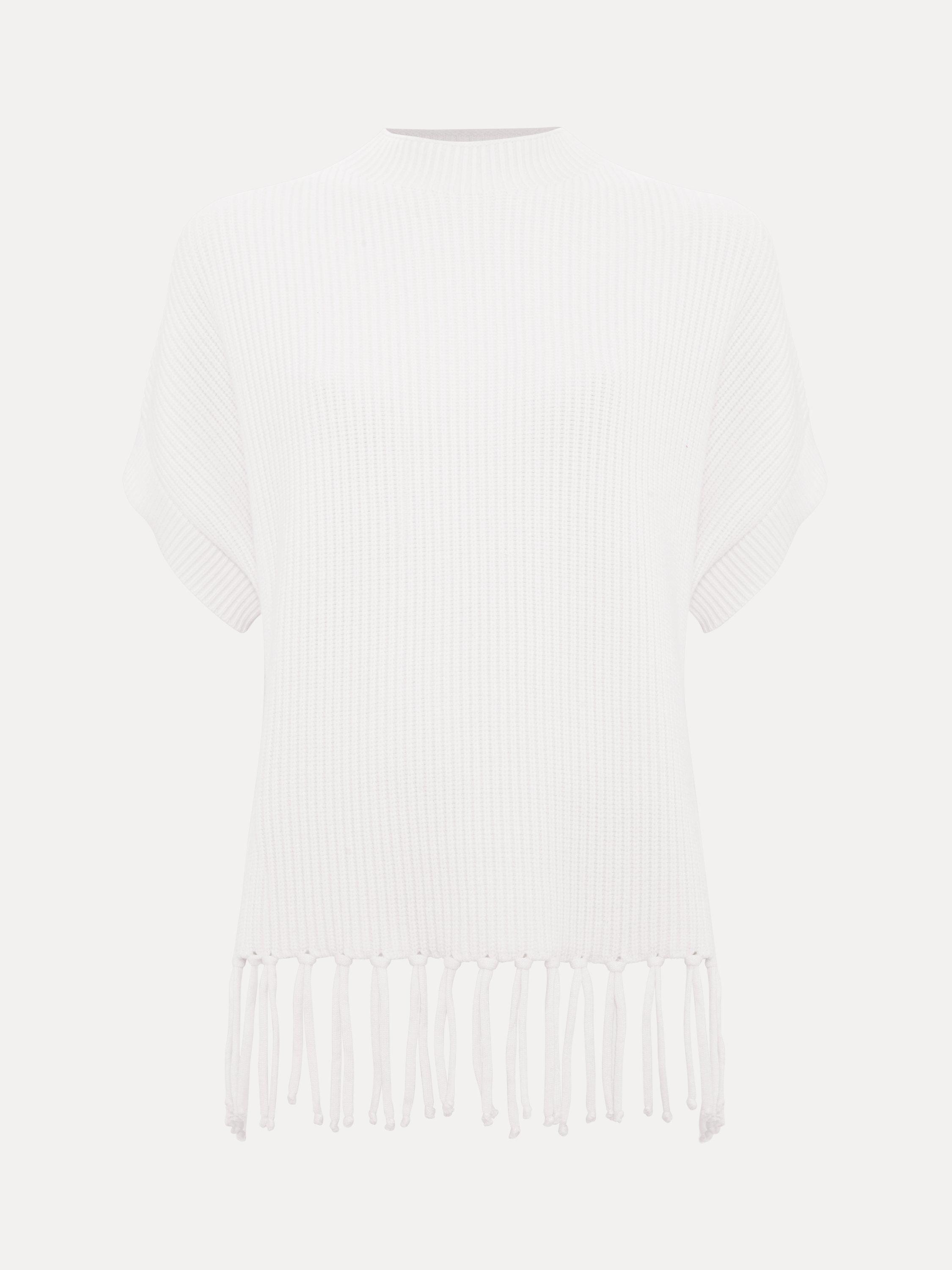 Product image 5 of 8, which shows Phase Eight Myleene Fringe Knit Top, Ivory, XS