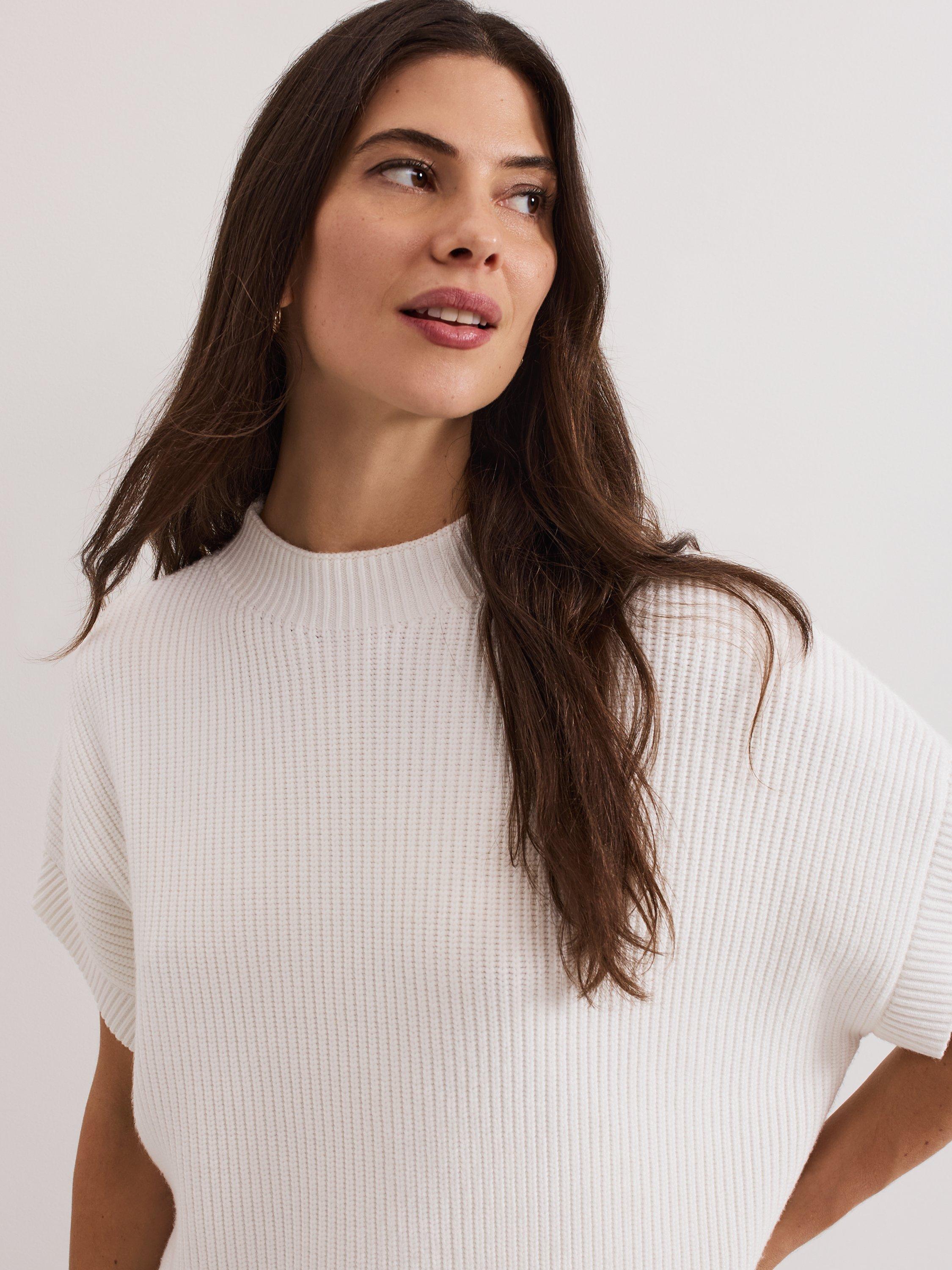 Product image 7 of 8, which shows Phase Eight Myleene Fringe Knit Top, Ivory, XS