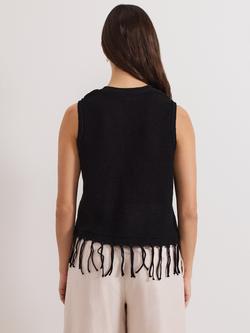 Phase Eight Quinn Knit Tassel Waistcoat, Black - view 2, Black
