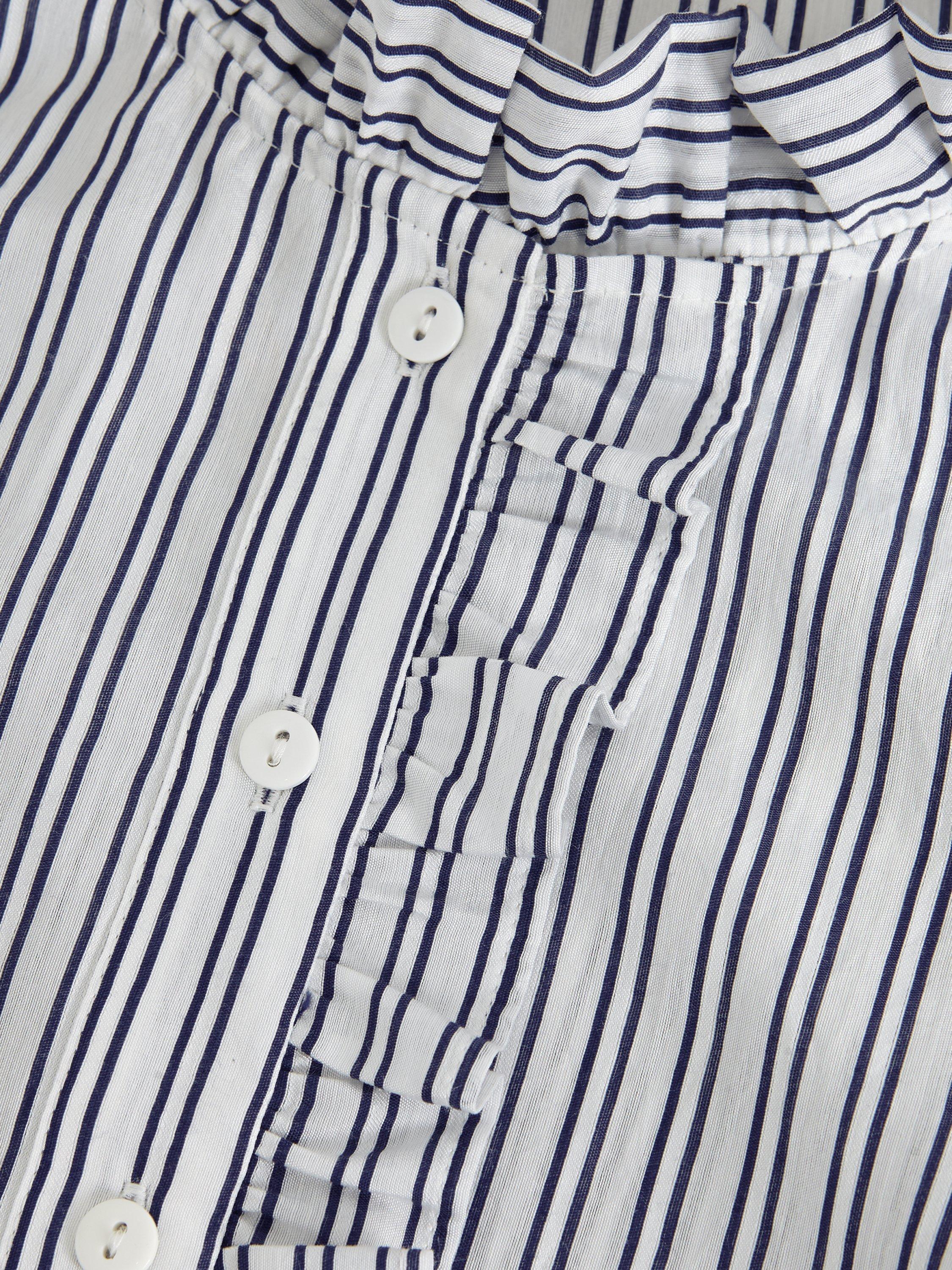Product image 6 of 8, which shows Phase Eight Ariana Stripe Frill Shirt, Navy/Ivory, 10