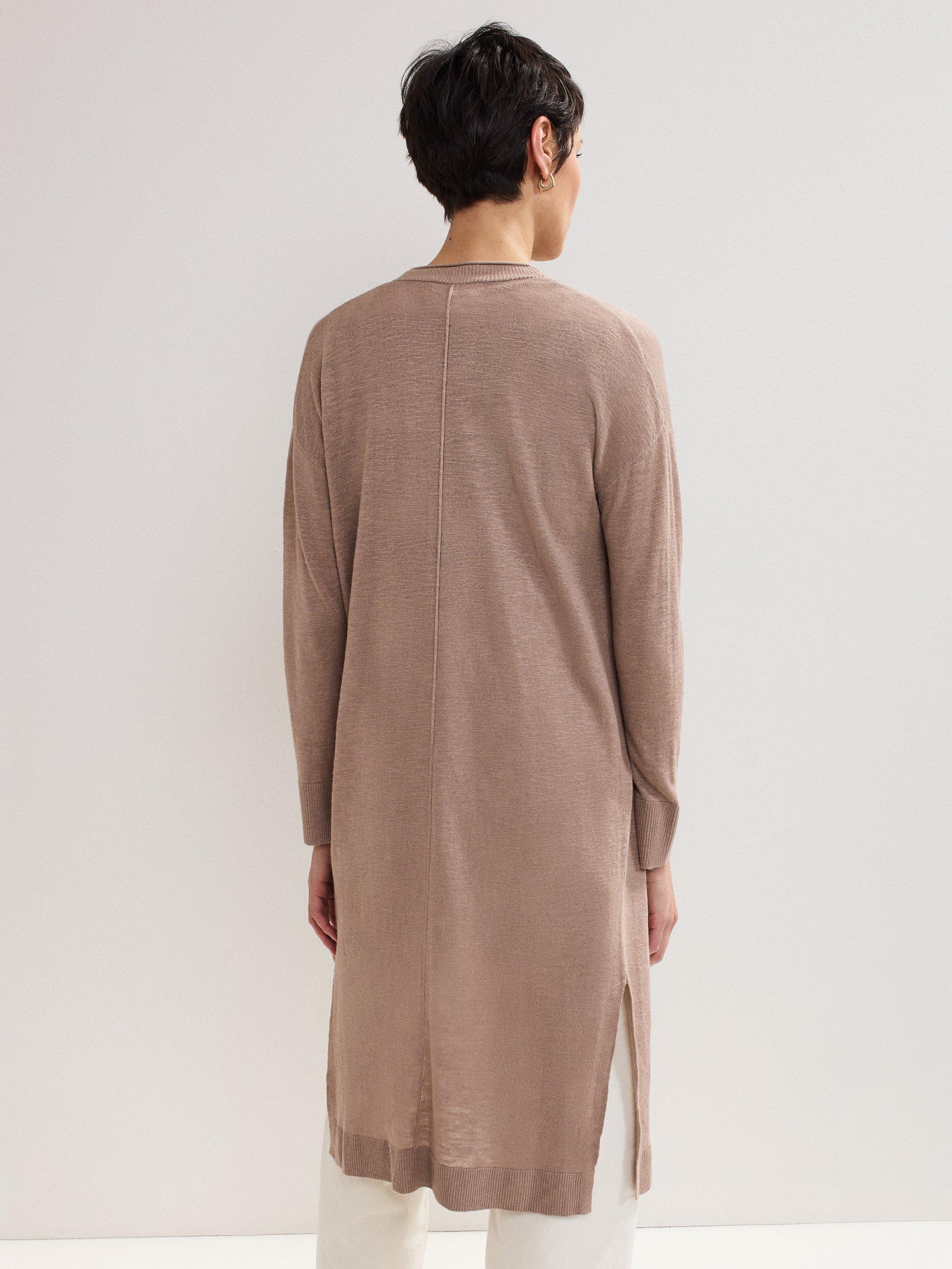 Product image 2 of 8, which shows Phase Eight Tasha Linen Rich Cardigan, Brown, S