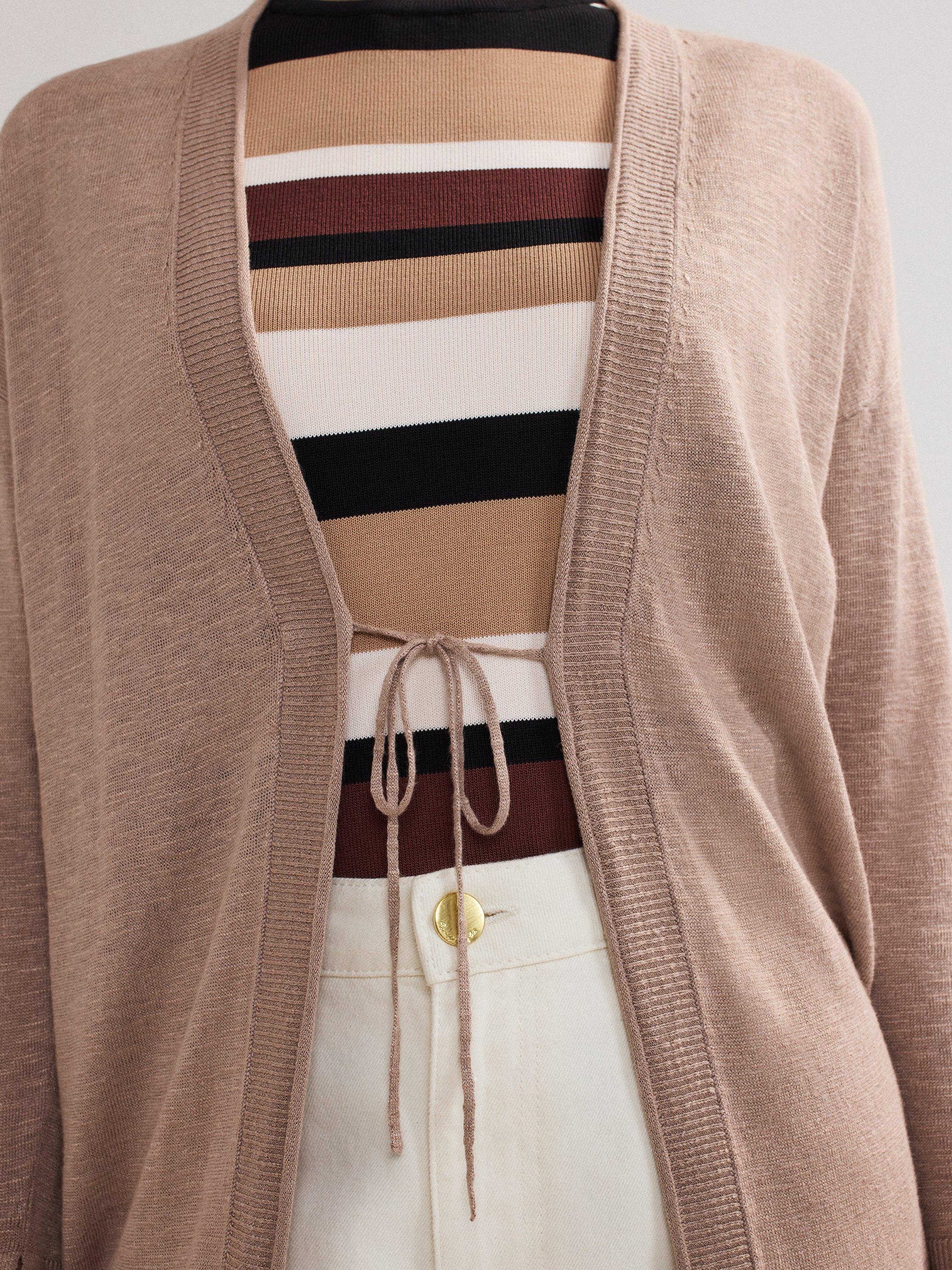 Product image 4 of 8, which shows Phase Eight Tasha Linen Rich Cardigan, Brown, S