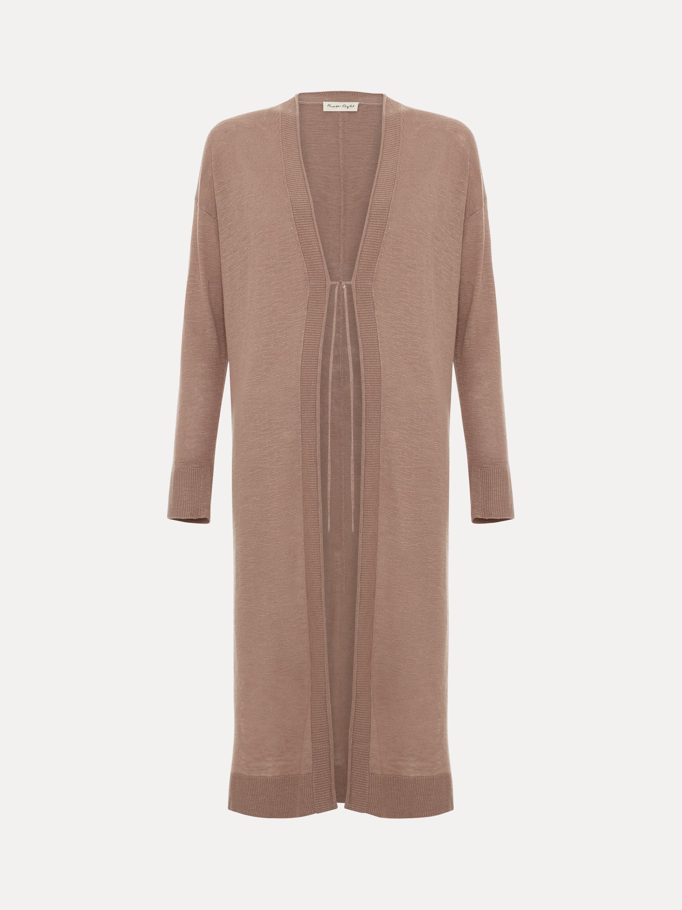 Product image 5 of 8, which shows Phase Eight Tasha Linen Rich Cardigan, Brown, S