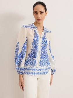 Phase Eight Marisa Floral Blouse, Blue, Blue