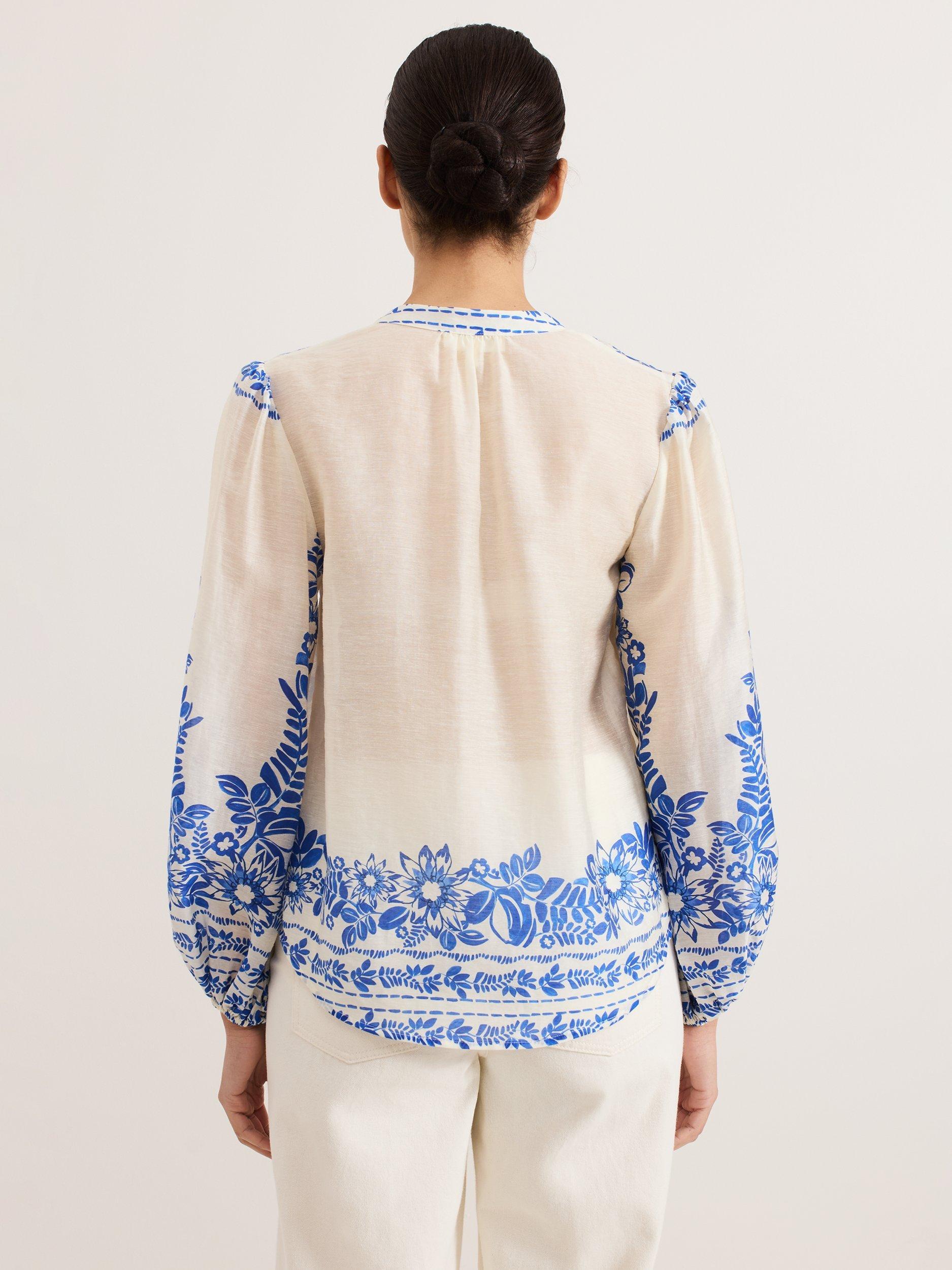 Product image 2 of 8, which shows Phase Eight Marisa Floral Blouse, Blue, 8