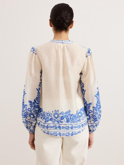 Phase Eight Marisa Floral Blouse, Blue - view 2, Blue