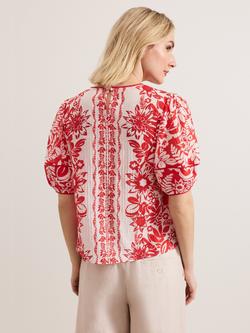 Phase Eight Vivi Floral Top, Red - view 2, Red