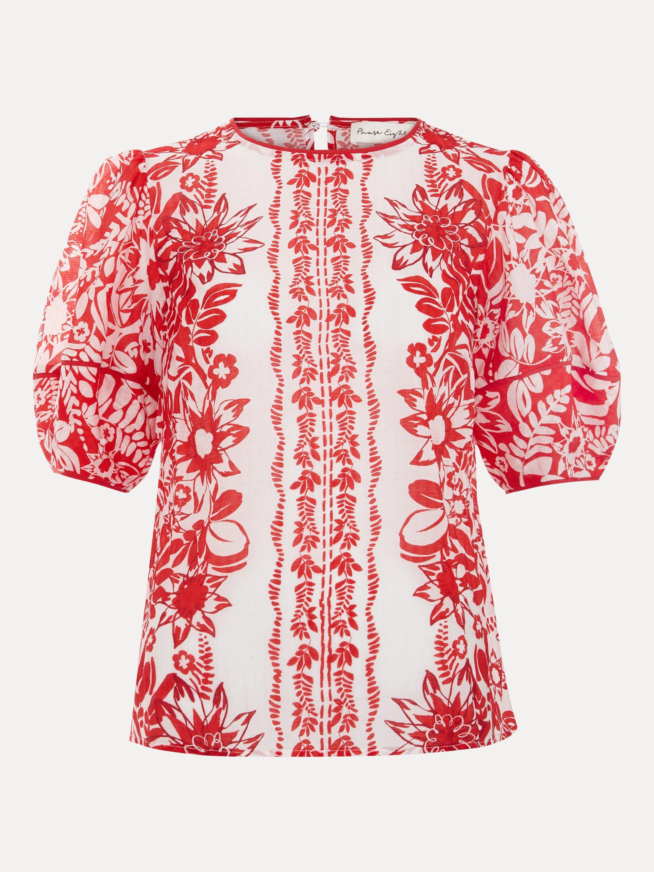 Product image 5 of 7, which shows Phase Eight Vivi Floral Top, Red, 10