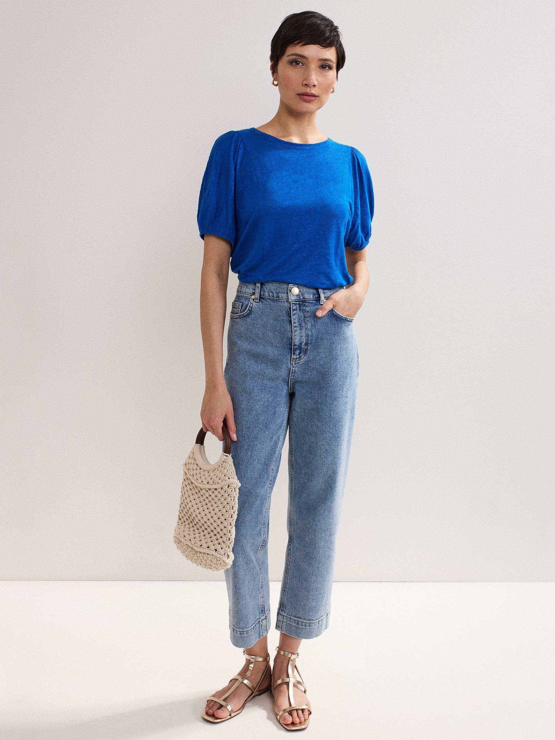 Product image 3 of 7, which shows Phase Eight Arabel Pure Linen Top, Blue, 10