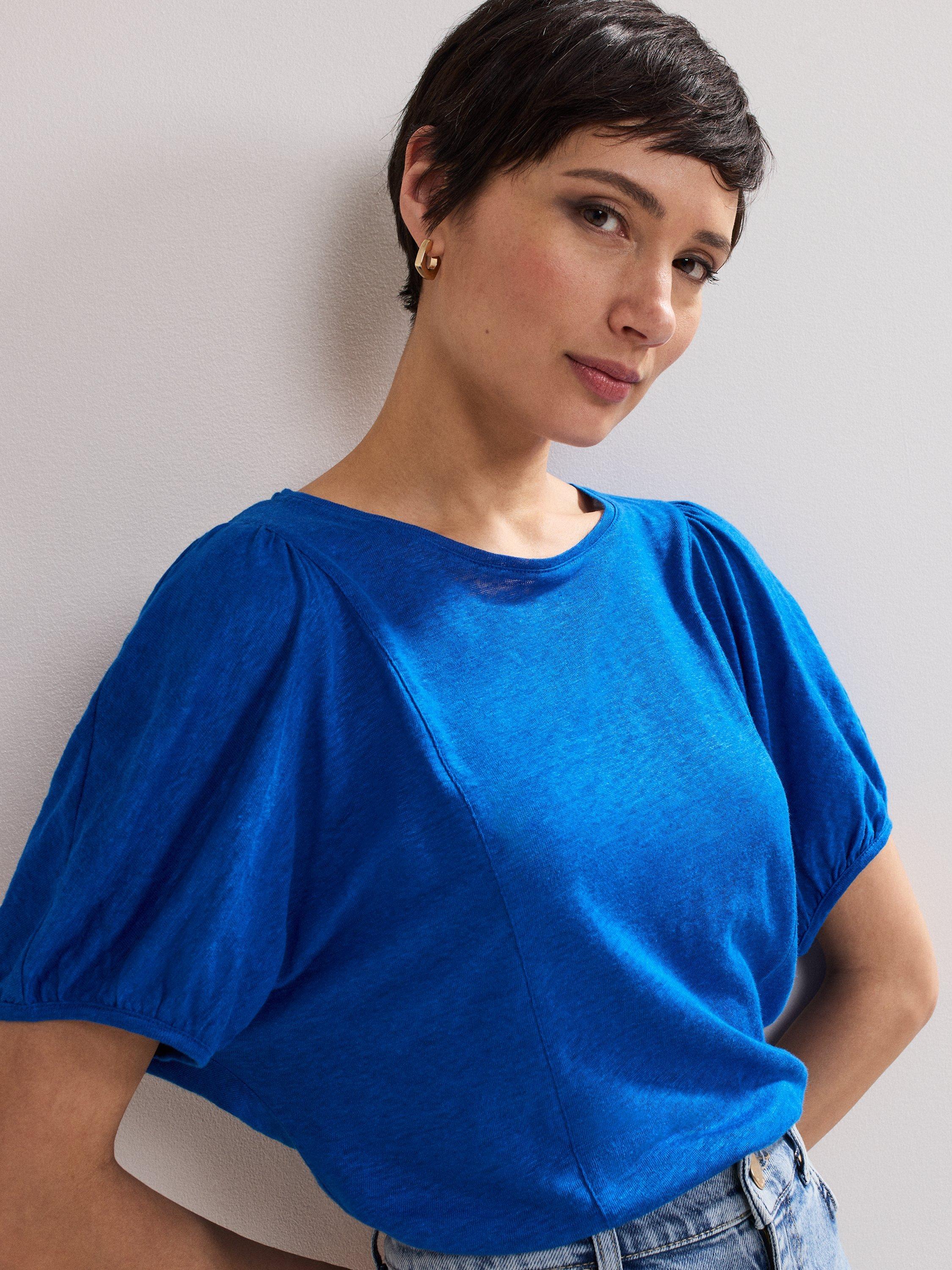 Product image 4 of 7, which shows Phase Eight Arabel Pure Linen Top, Blue, 10