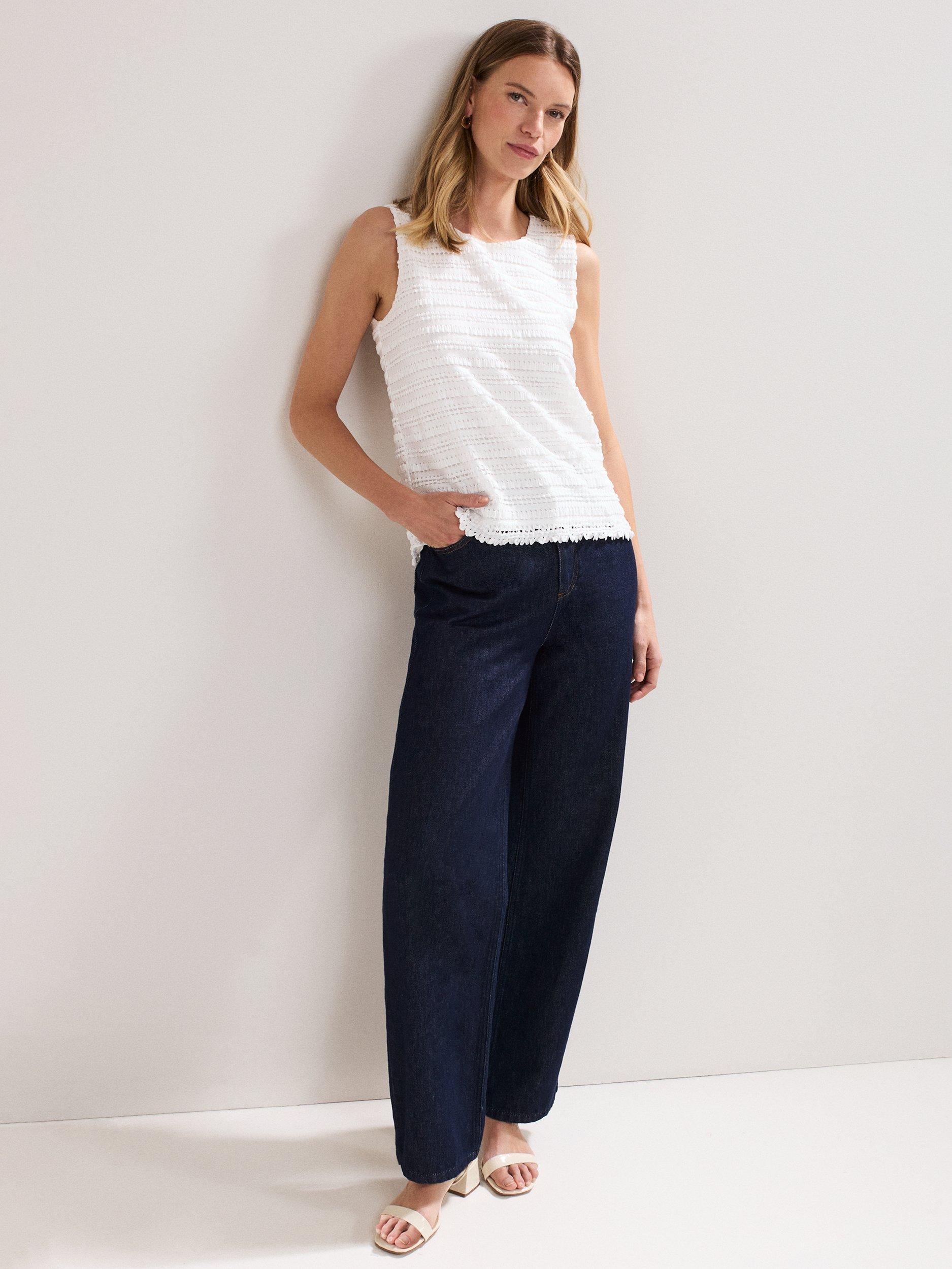 Product image 3 of 8, which shows Phase Eight Emiah Crochet Tank Top, Ivory, 8