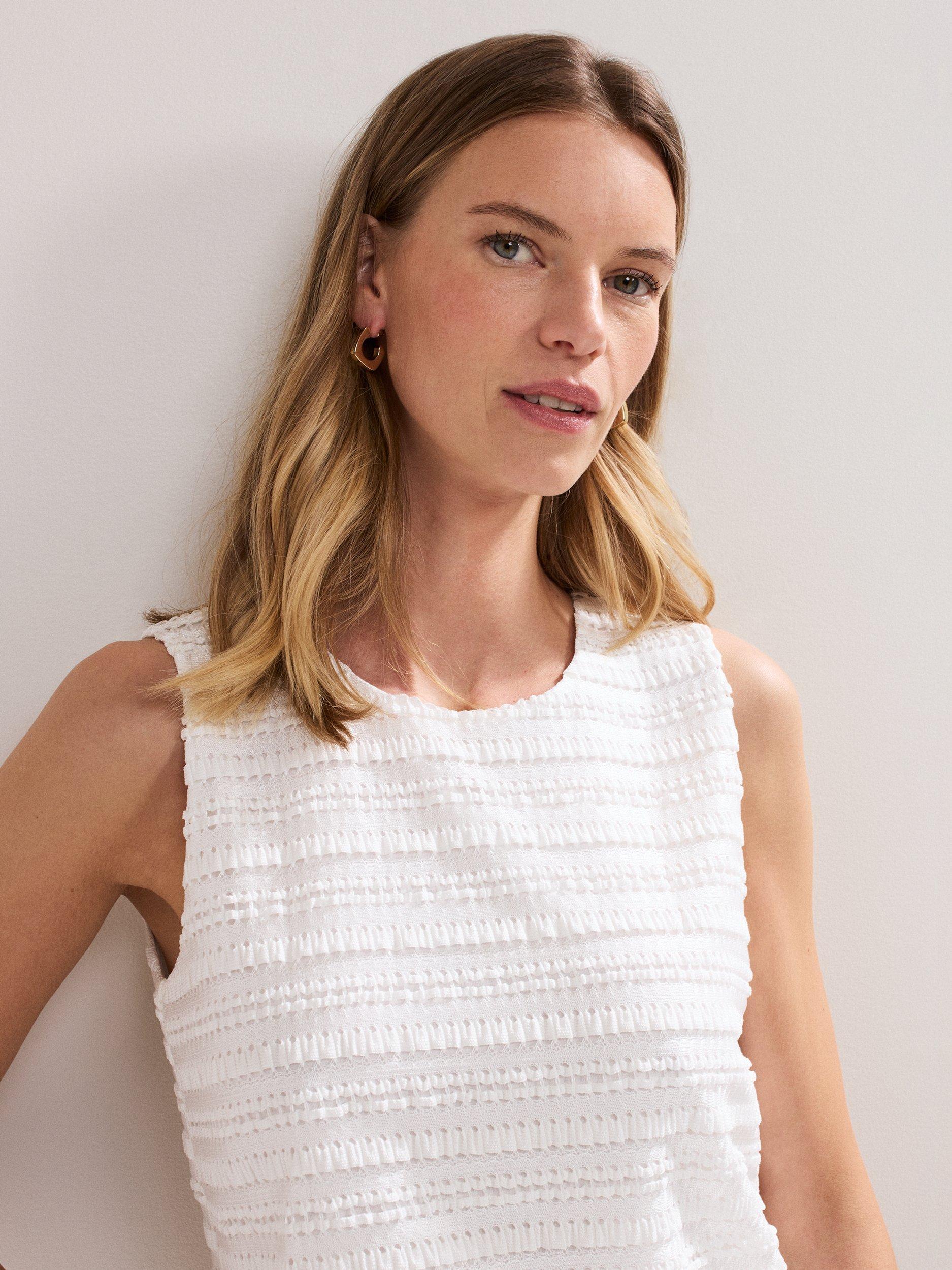 Product image 4 of 8, which shows Phase Eight Emiah Crochet Tank Top, Ivory, 8