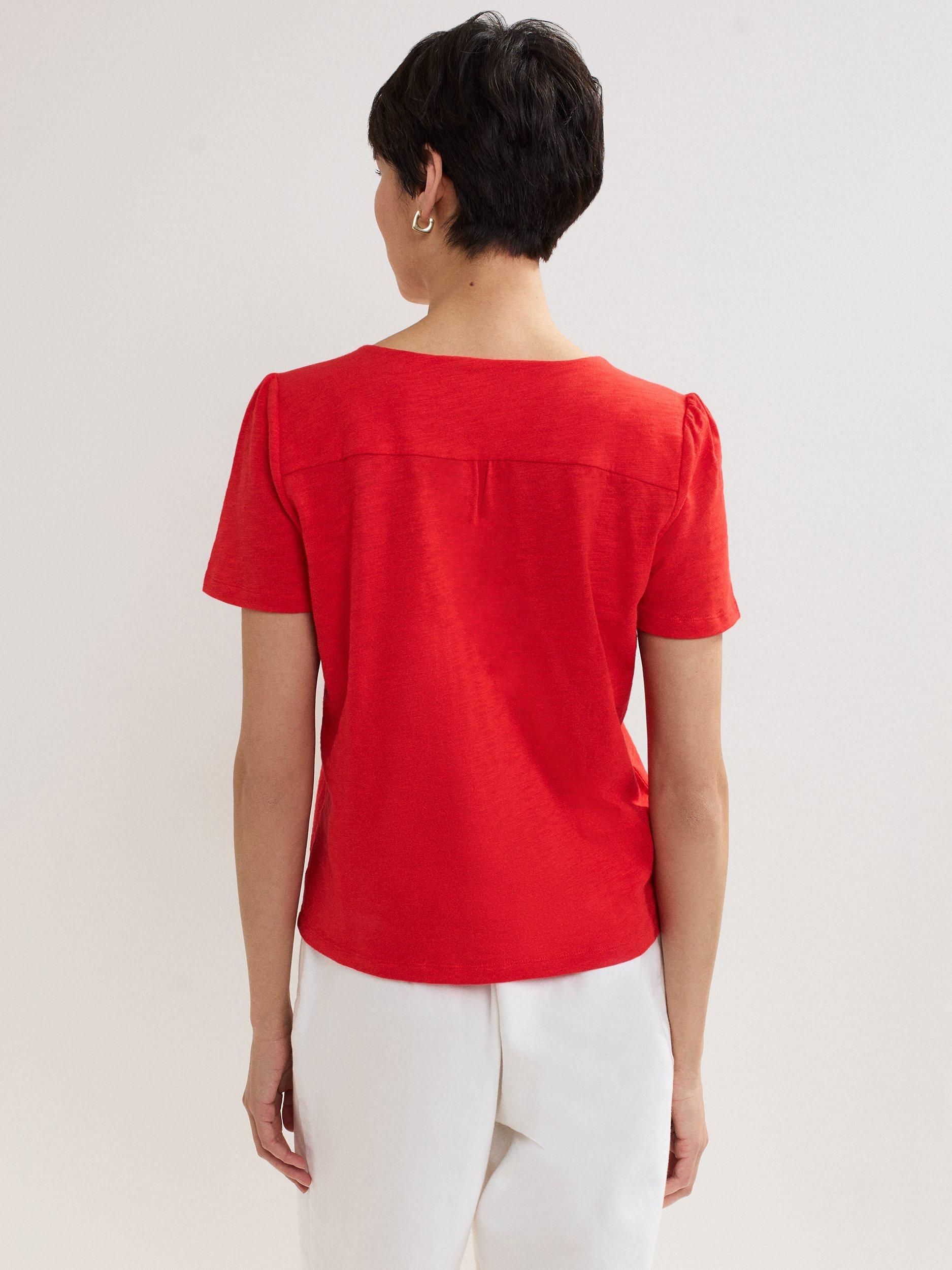 Product image 2 of 6, which shows Phase Eight Lorenna Jersey Top, Red, 10