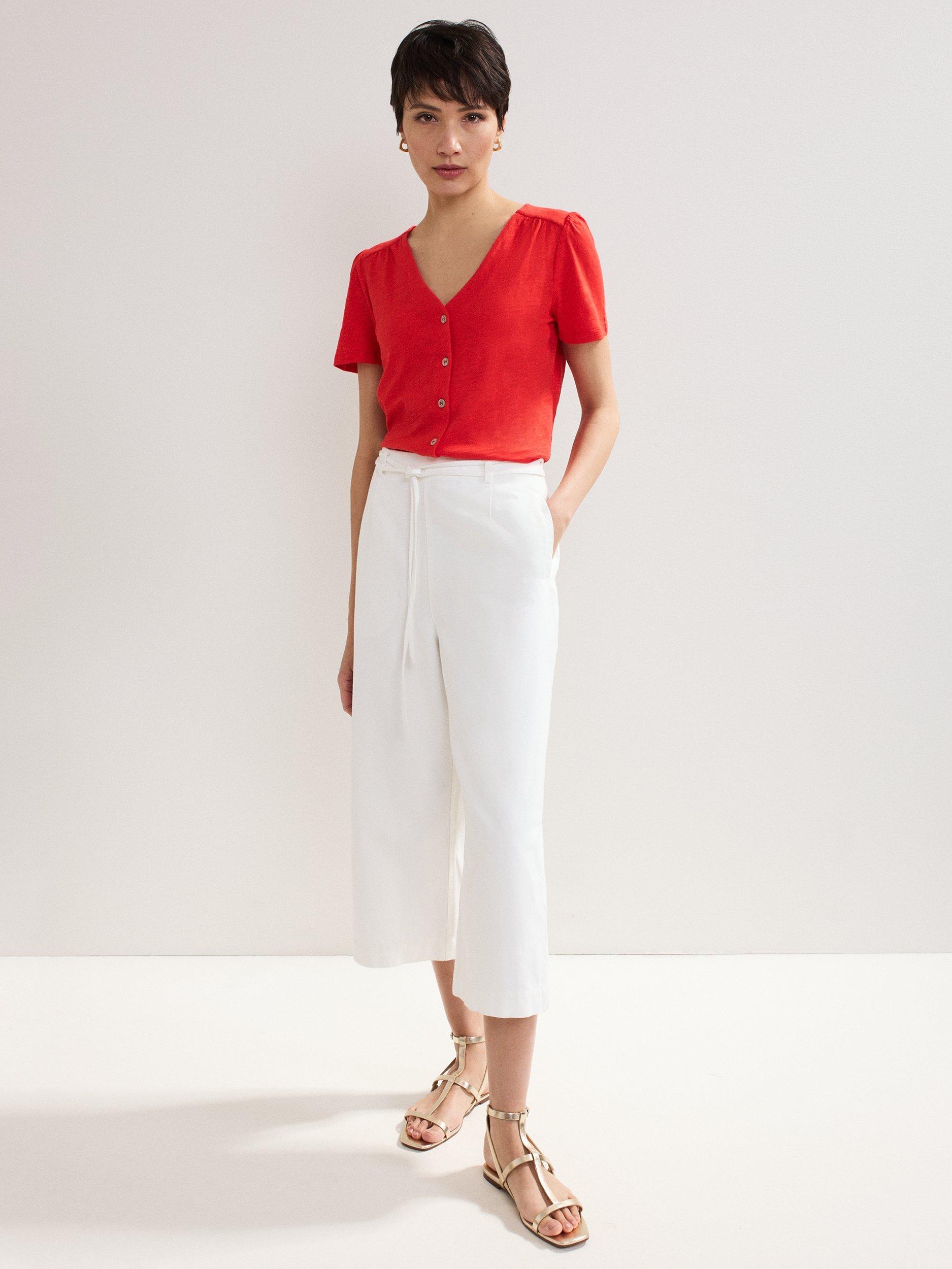 Product image 3 of 6, which shows Phase Eight Lorenna Jersey Top, Red, 10