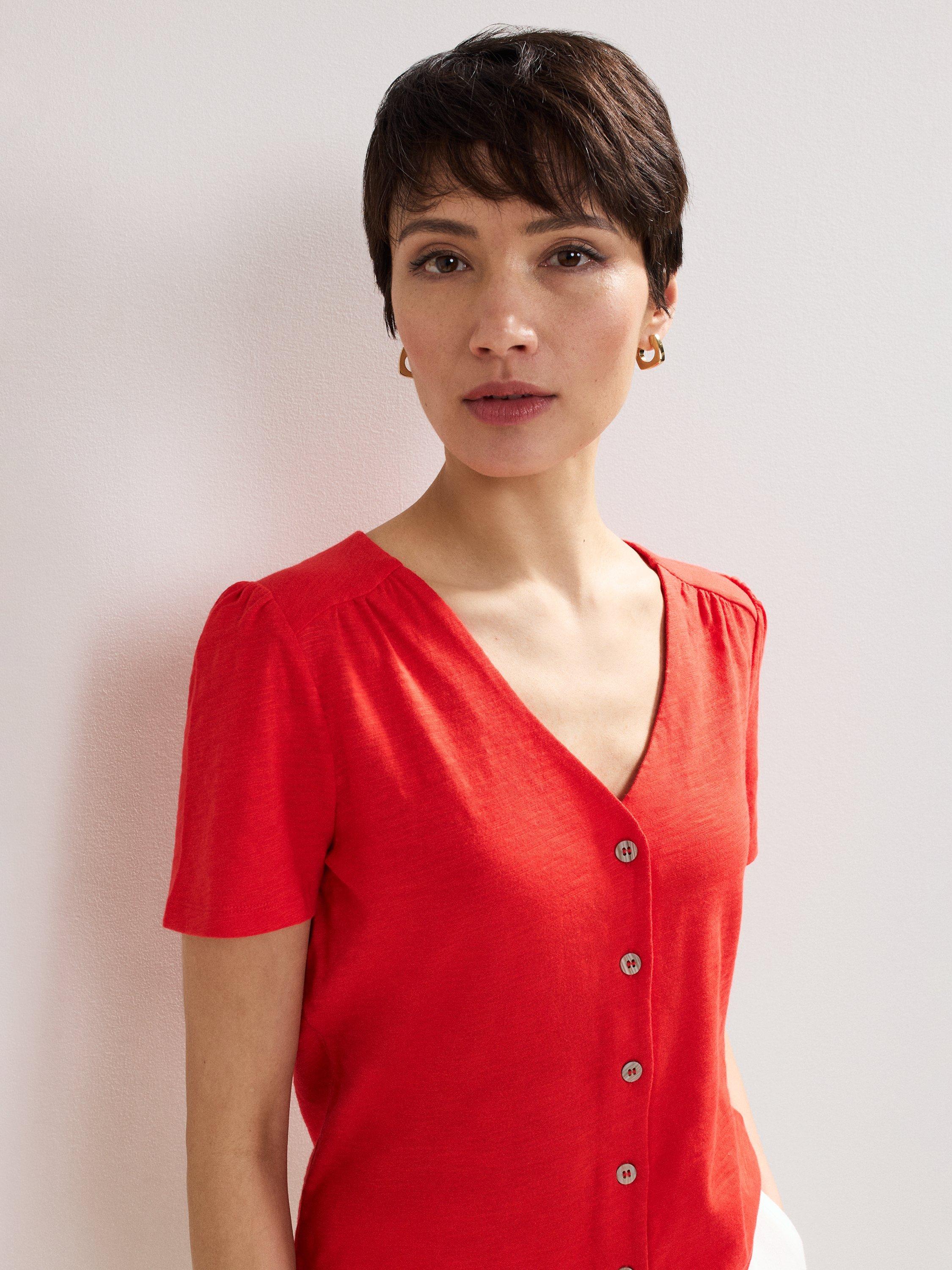 Product image 4 of 6, which shows Phase Eight Lorenna Jersey Top, Red, 10