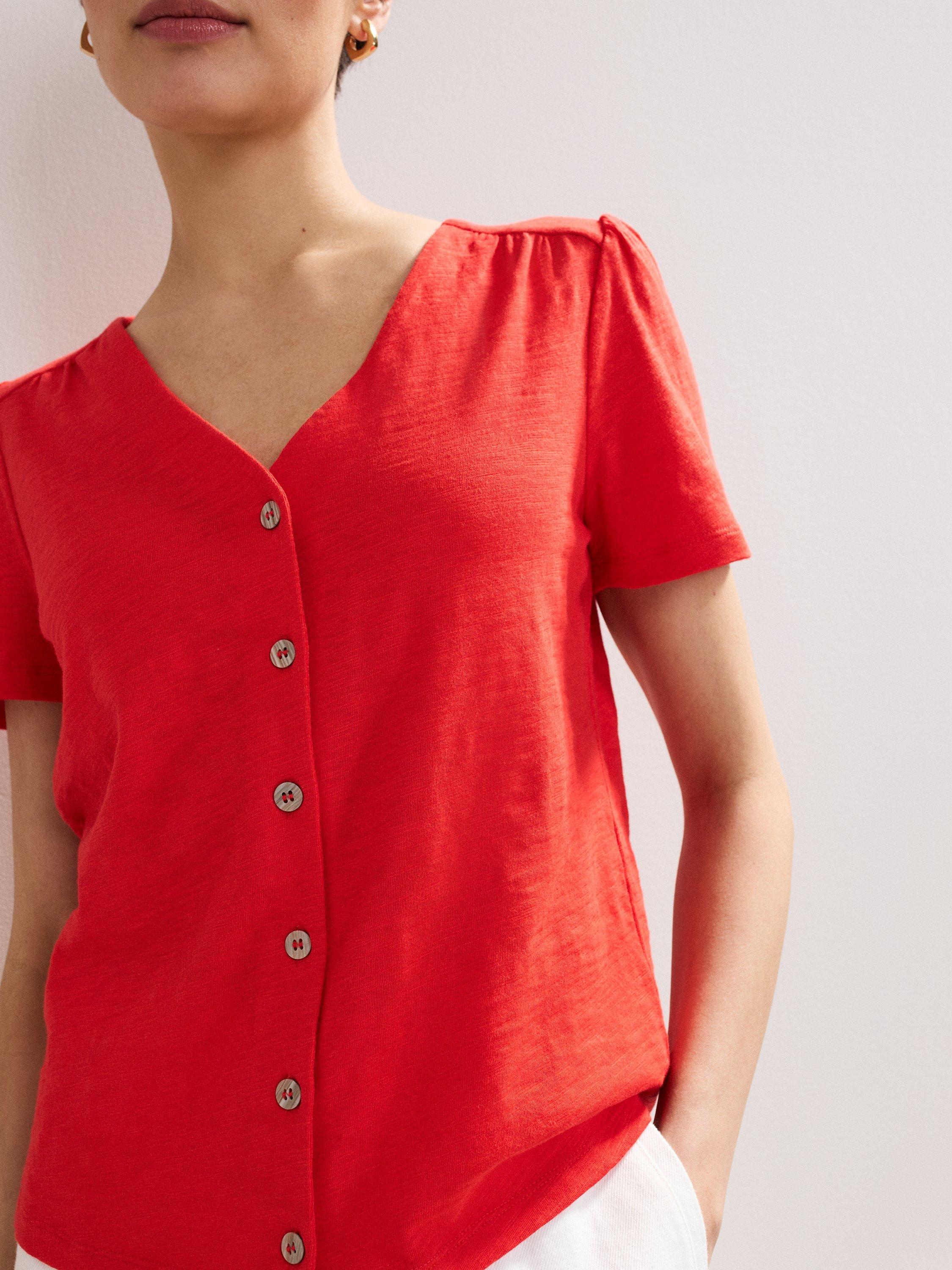 Product image 5 of 6, which shows Phase Eight Lorenna Jersey Top, Red, 10