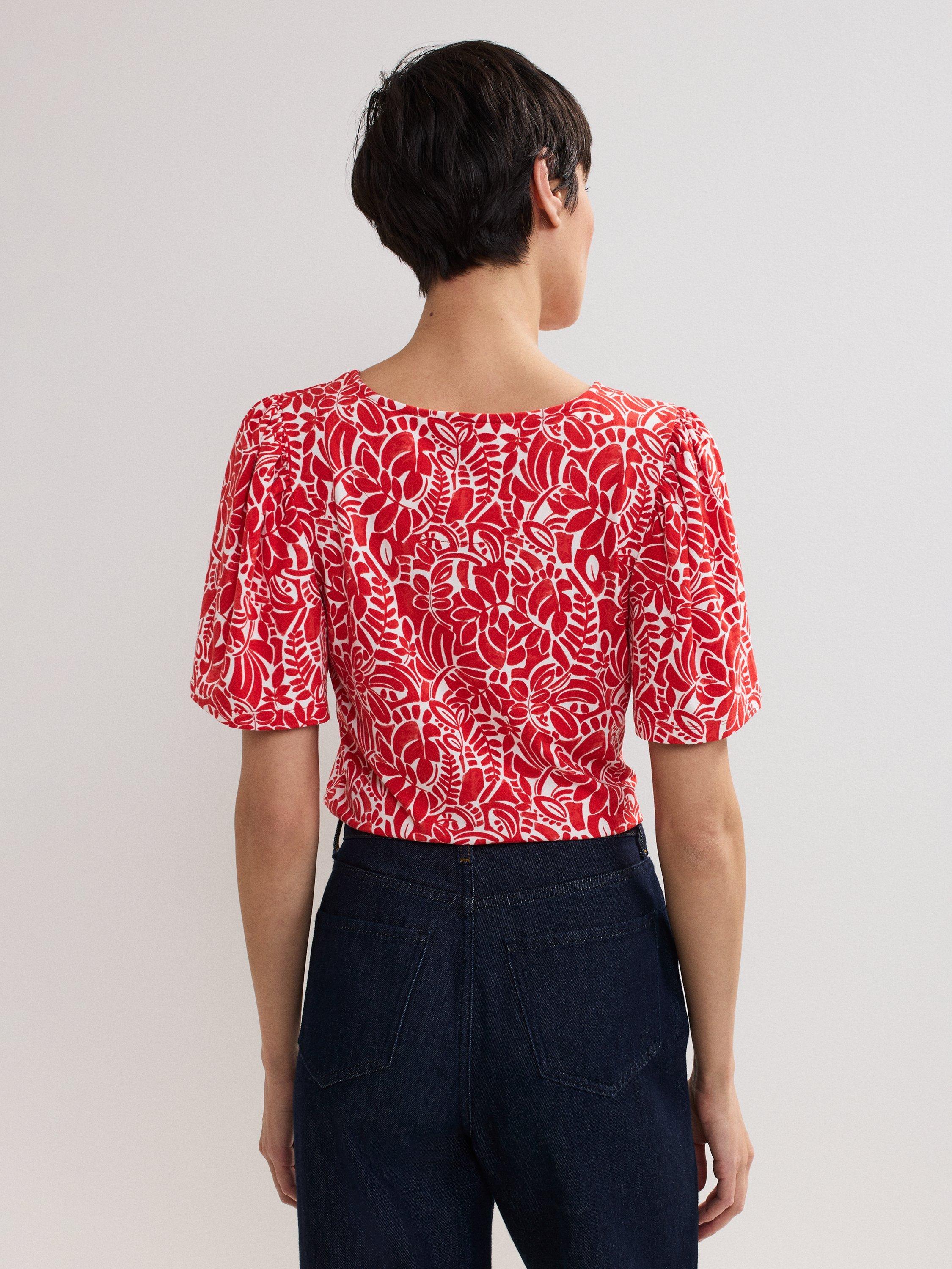 Product image 2 of 8, which shows Phase Eight Nayana Floral T-Shirt, Red, 8