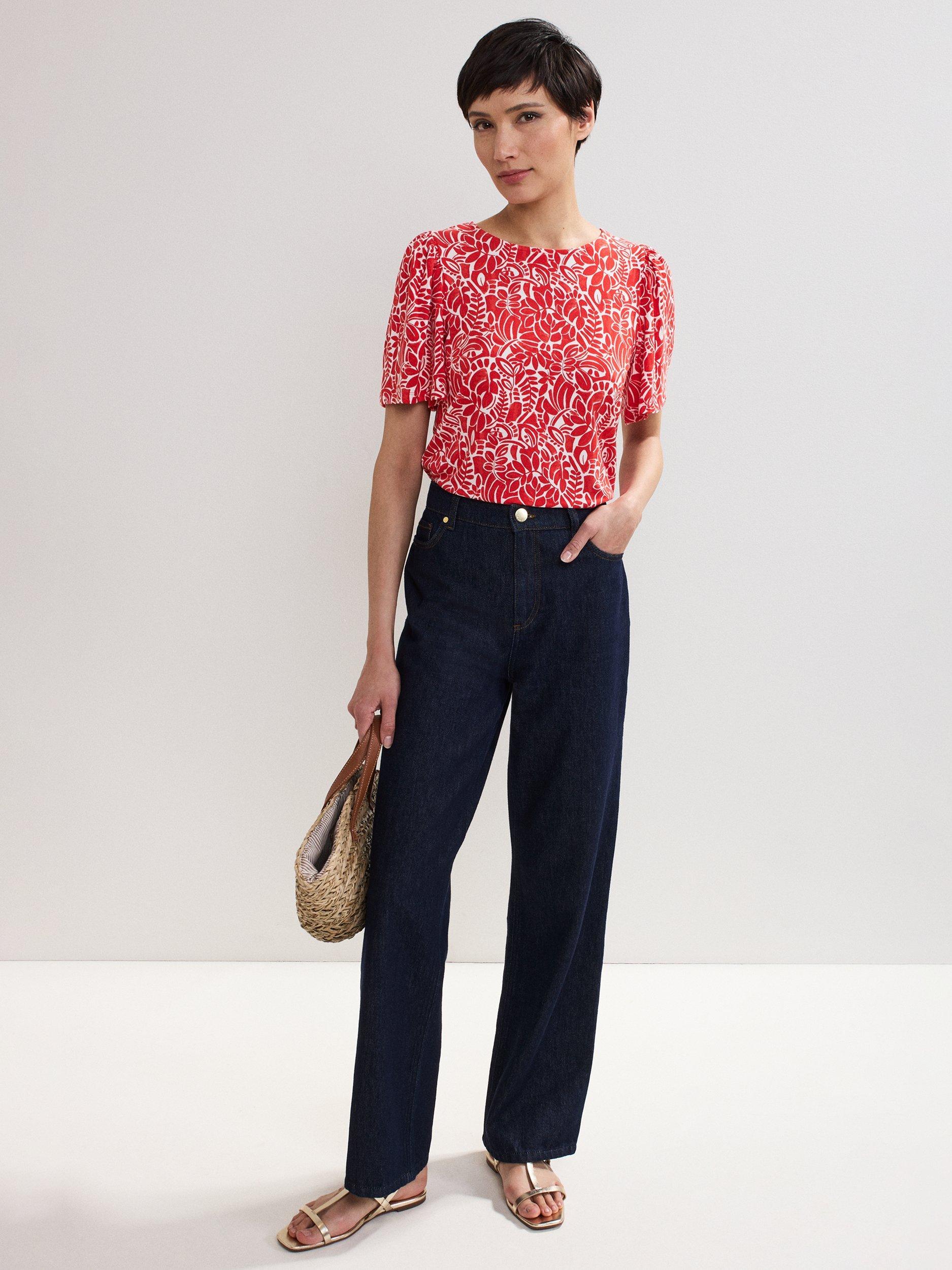 Product image 3 of 8, which shows Phase Eight Nayana Floral T-Shirt, Red, 8