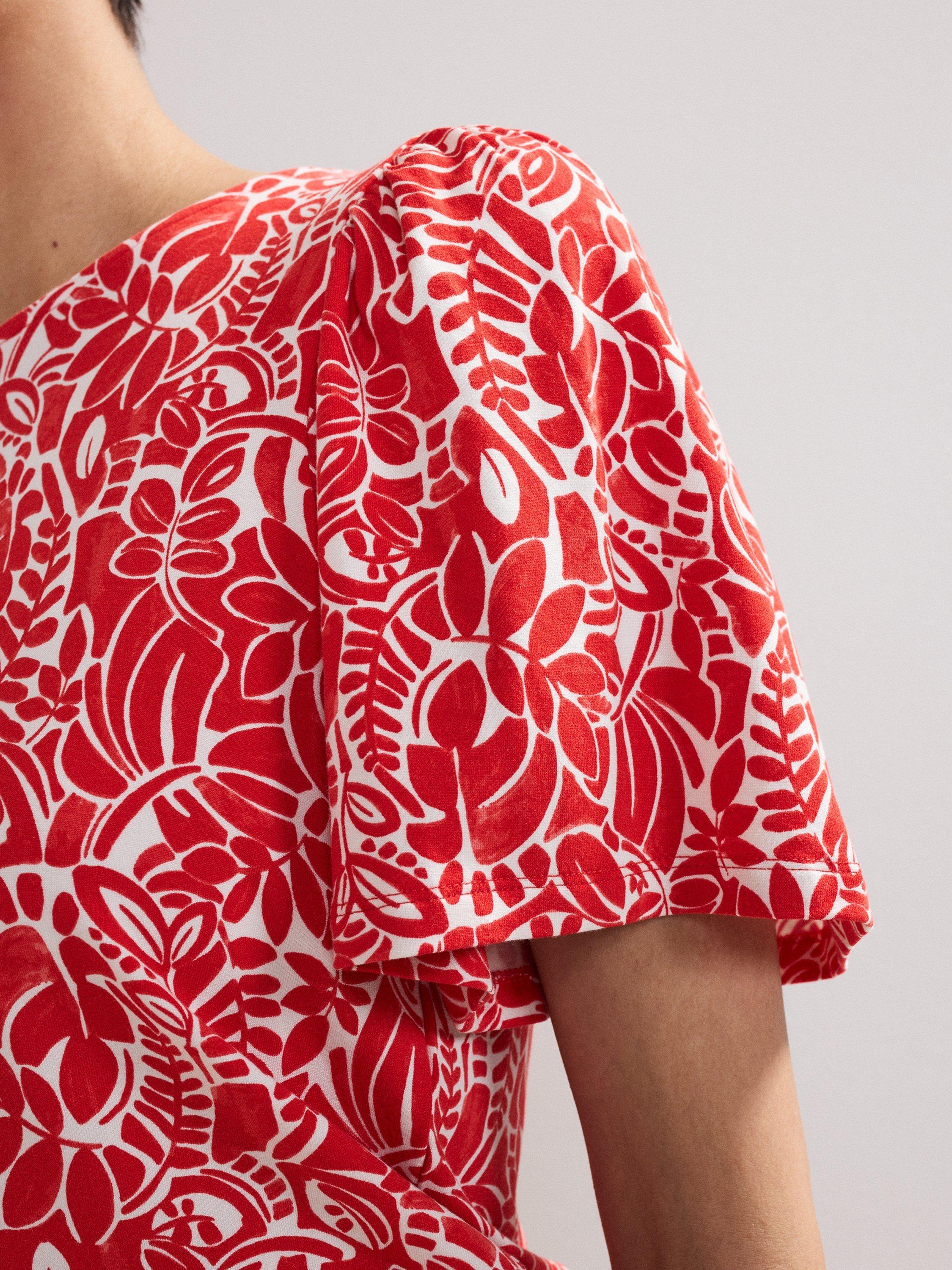 Product image 7 of 8, which shows Phase Eight Nayana Floral T-Shirt, Red, 8