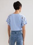 Phase Eight Safi Cutwork Sleeve T-Shirt, Blue