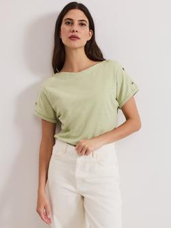Phase Eight Suzie Button Shoulder T-Shirt, Green, Green