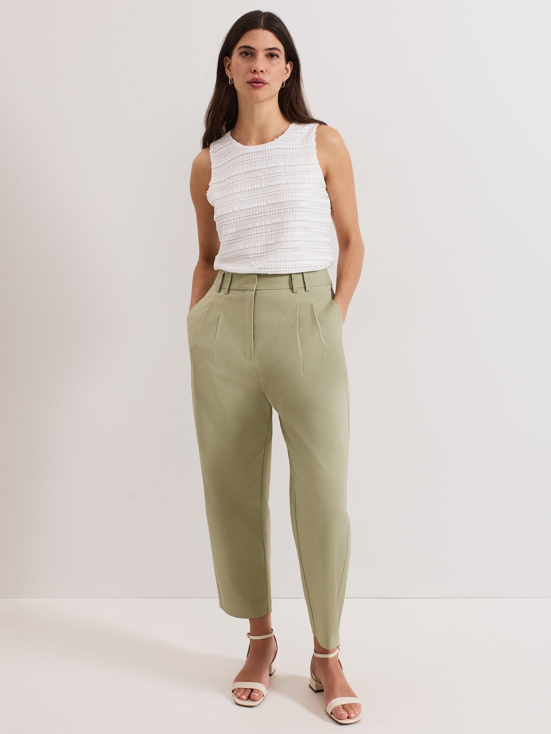 Product image 3 of 8, which shows Phase Eight Loralei Tapered Chinos, Green, 14