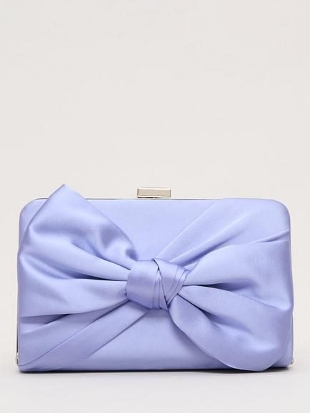 Phase Eight Satin Knot Clutch Bag, Pale Blue, Pale Blue