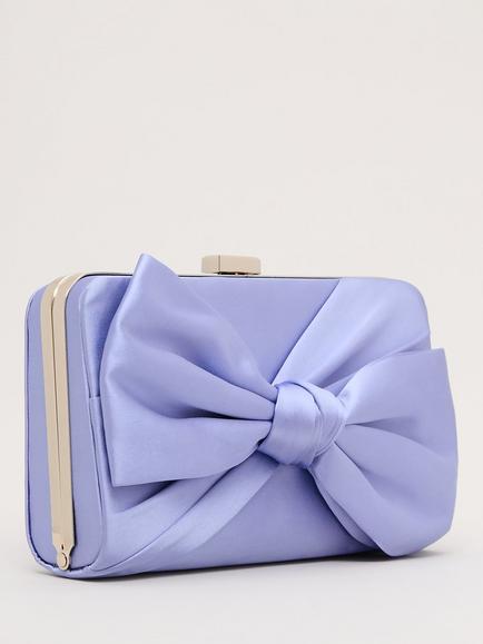 Phase Eight Satin Knot Clutch Bag, Pale Blue - view 2, Pale Blue