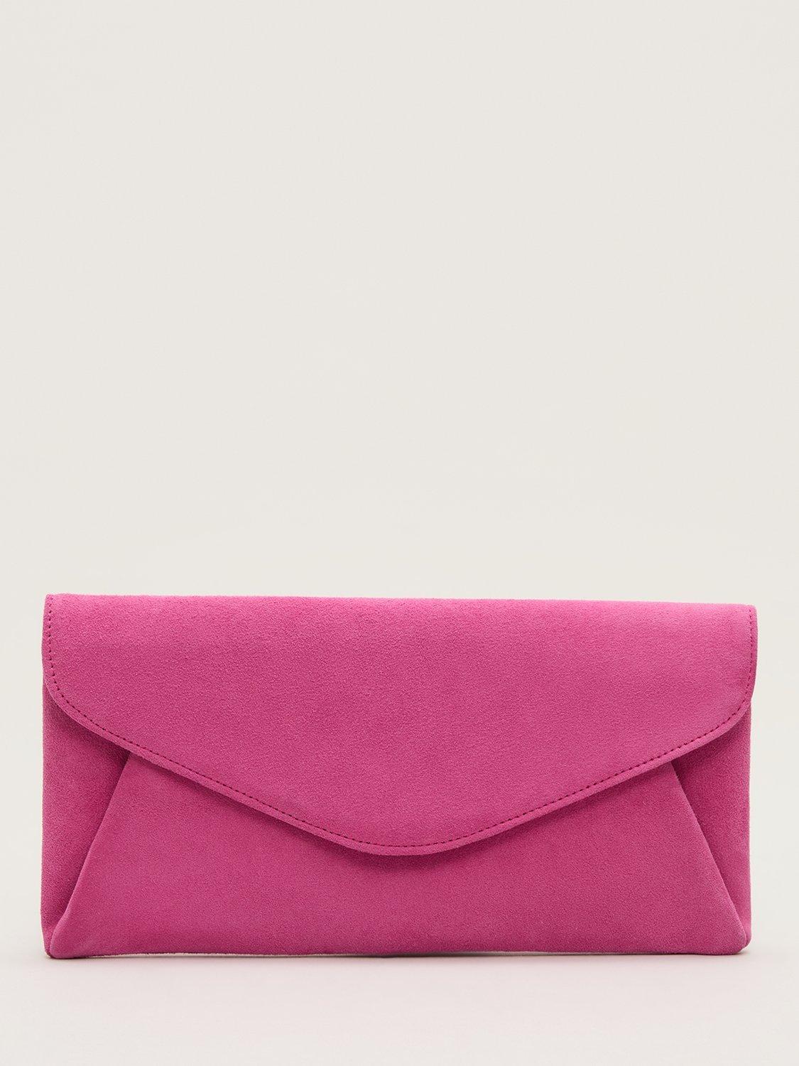 Phase Eight Envelope Suede Clutch Bag, Pink