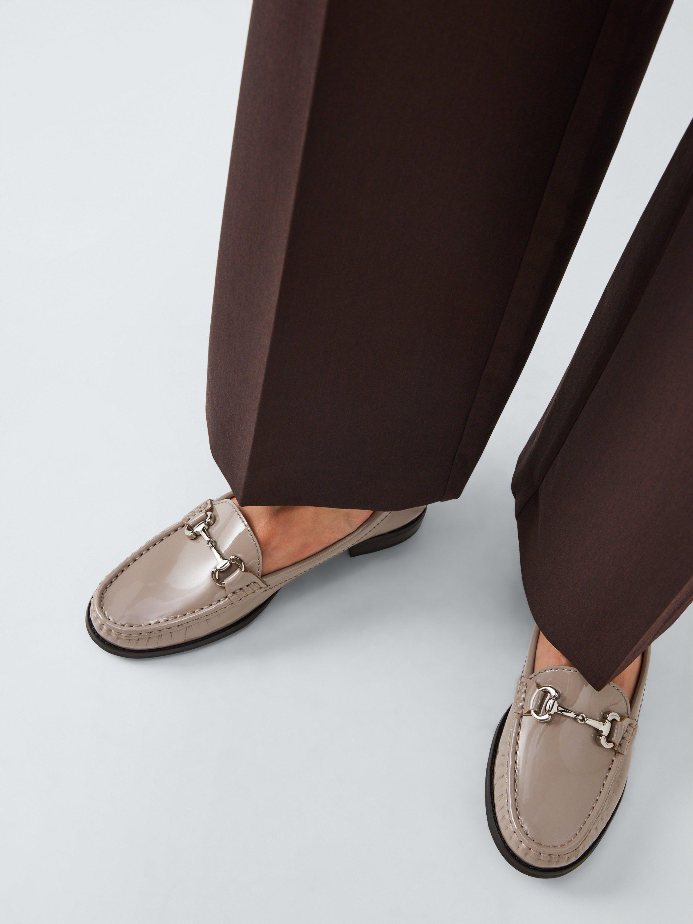 Product image 2 of 6, which shows John Lewis August Patent Leather Moccasins, Taupe, 3