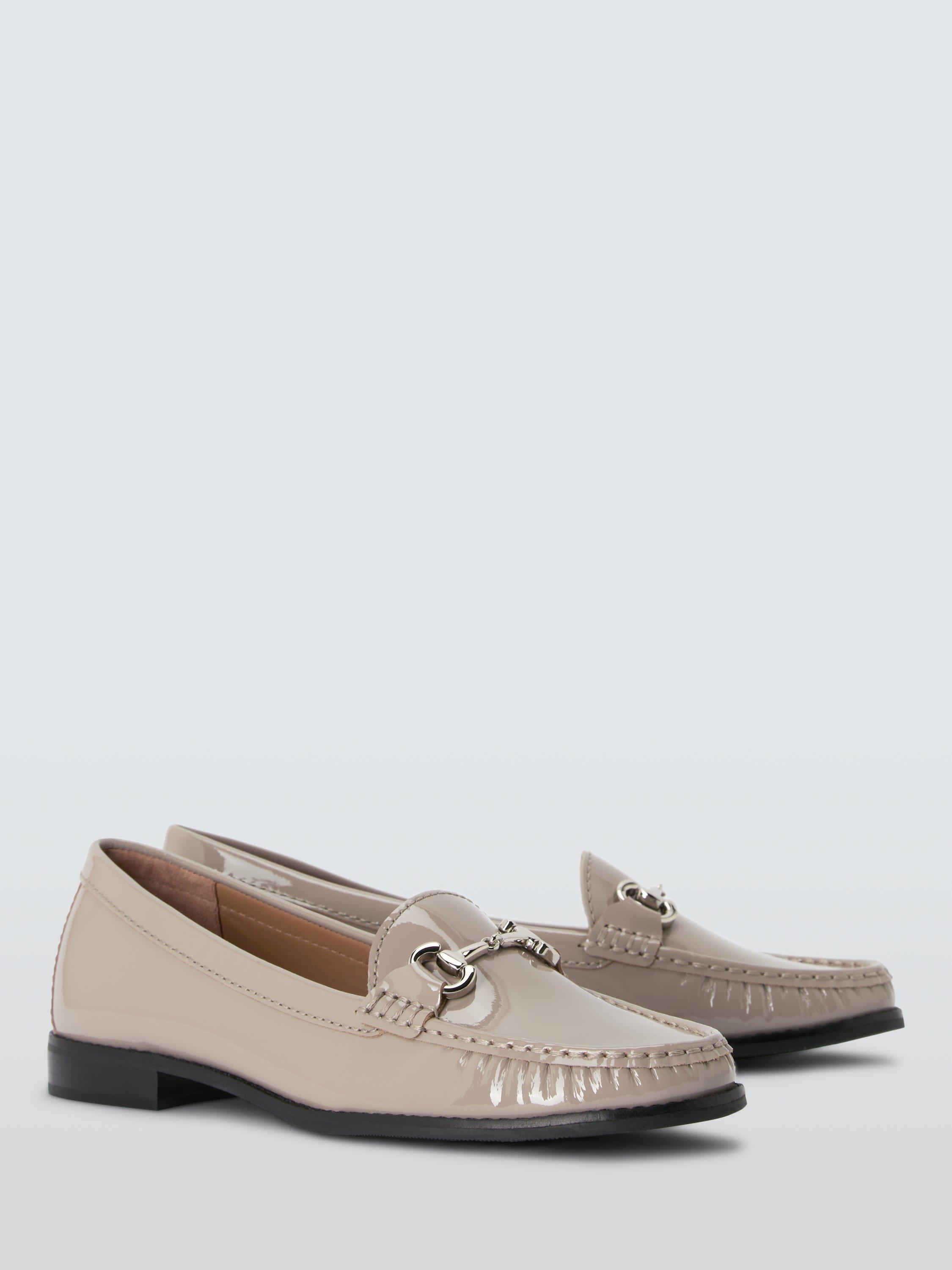 Product image 3 of 6, which shows John Lewis August Patent Leather Moccasins, Taupe, 3